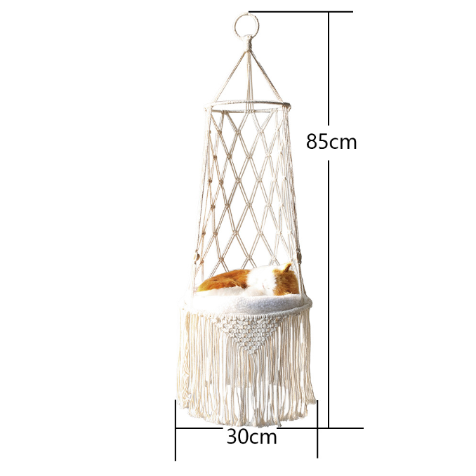 Simple hand woven cat nest hammock basket wall hanging household pet basket dog cat basket swing net pocket