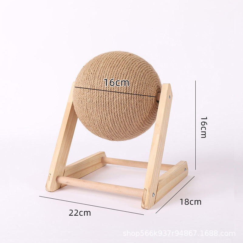 Cat Scratch Board Cat Toy Wooden Cat Scratch Ball Claw Mill Hand Wrapped Sword Hemp Rope Cat Climbing Frame Durable Cat Scratch Column Pet Supplies