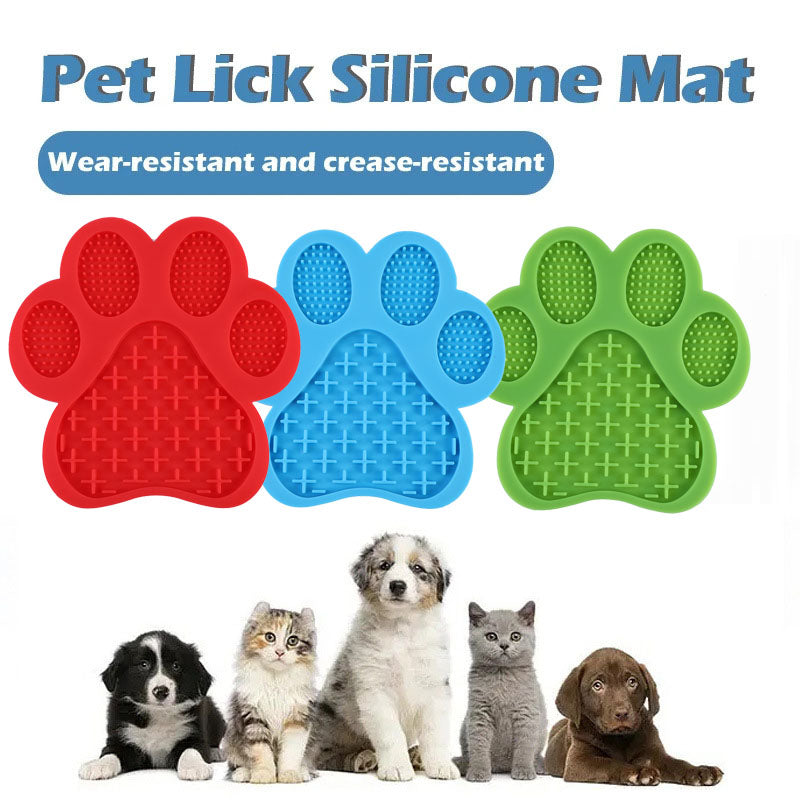 Dog Paw Silicone Pet Licking Pad Pet Slow Food Plate Dog Bathing Distract Silicone Dog Suction Cup Food Protection Training