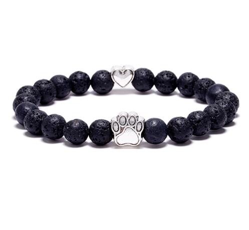 Natural Stone Beads Dog Cat Footprint Paw Bracelets