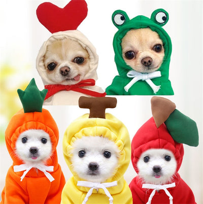 Warm Dog Winter Clothes Cute Fruit Dog Coat Hoodies Fleece Pet Dogs Costume Jacket for French Bulldog Chihuahua Ropa Para Perro