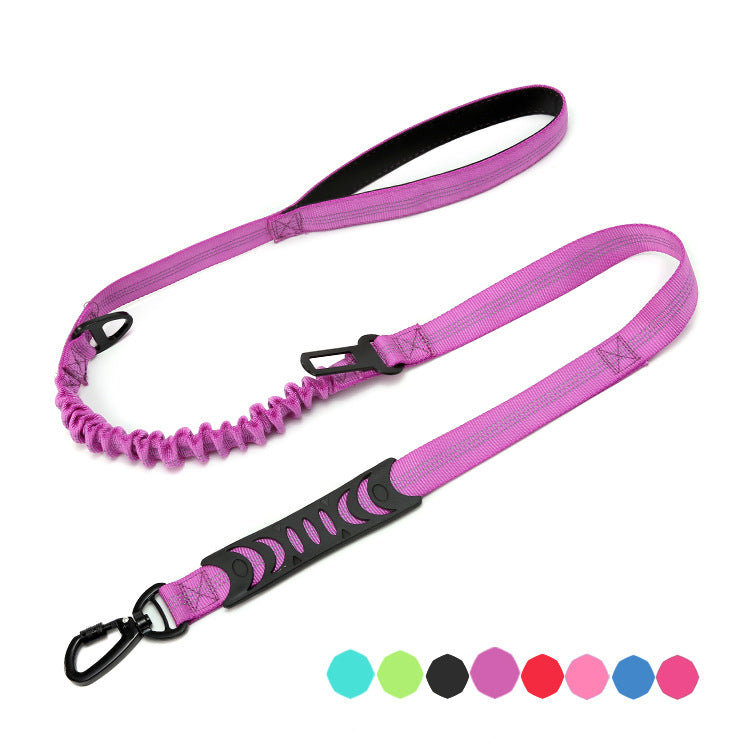 Explosion Proof Outdoor Dog Traction Rope Medium Size Dog Walking Rope Elastic Reflective Car Dual Purpose Traction Rope
