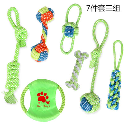 Pet Supplies Dog Cotton Rope Toy Tooth Grinding and Tooth Cleaning Dog Bite Rope Combination Set
