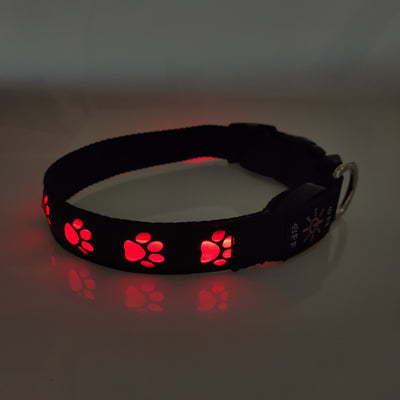 Led Rechargeable and Luminous Dog Paw Anti-Accident, Anti-Loss and Anti-Loss Light Warning Dog Collar Pet Collar