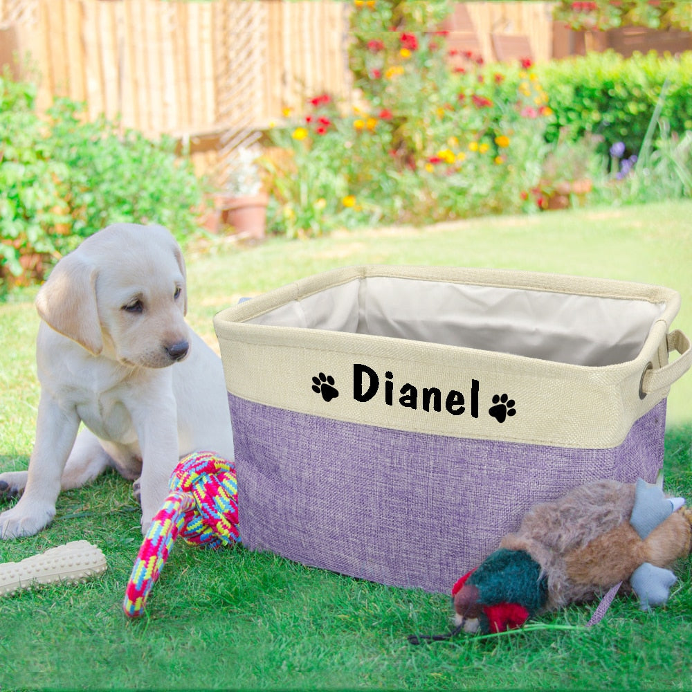 Canvas Bag Foldable Pet Toys Linen Storage Box Bins Dog Accessories Pet Supplies Personalized Pet Dog Toy Storage Basket Dog