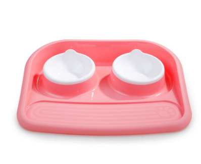 Double Dog Pet Bowl Plastic Travel Feeder Bone Type Splash-proof Dog Bowl