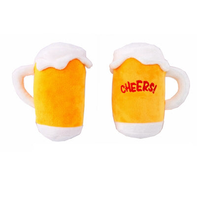 Dog Toys Plush Squeaky Beer Bottle Beer Glass Shape Dog Toy Creative Toy for Pet Dogs