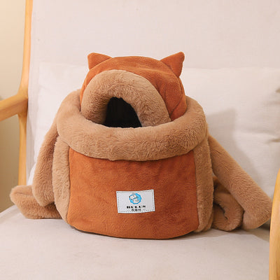 Portable Cat/Dog Backpack Large Capacity Double Shoulder Pet Backpack Winter Warm Chest