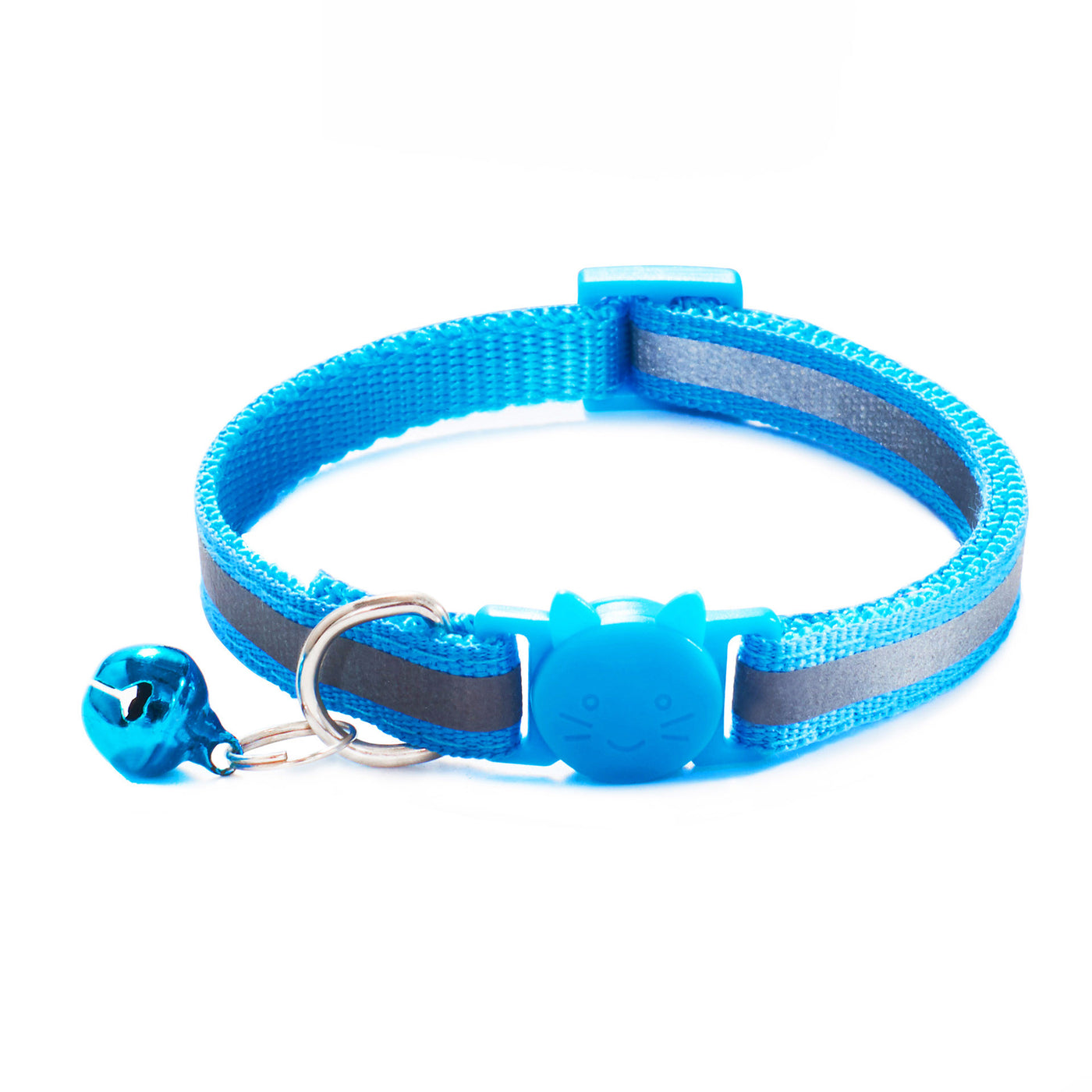 1.0 Colorful Reflective Cat Head Safety Clasp Collar Cat Collar Pet Cat Bell