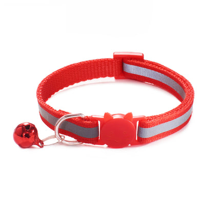 1.0 Colorful Reflective Cat Head Safety Clasp Collar Cat Collar Pet Cat Bell