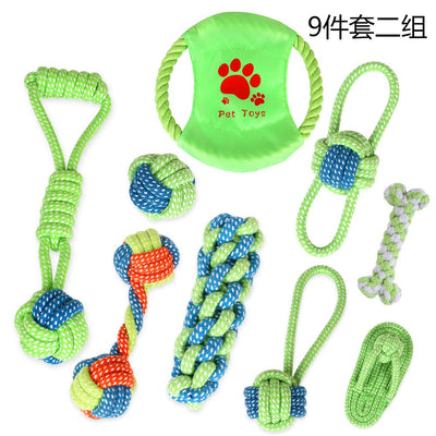 Pet Supplies Dog Cotton Rope Toy Tooth Grinding and Tooth Cleaning Dog Bite Rope Combination Set