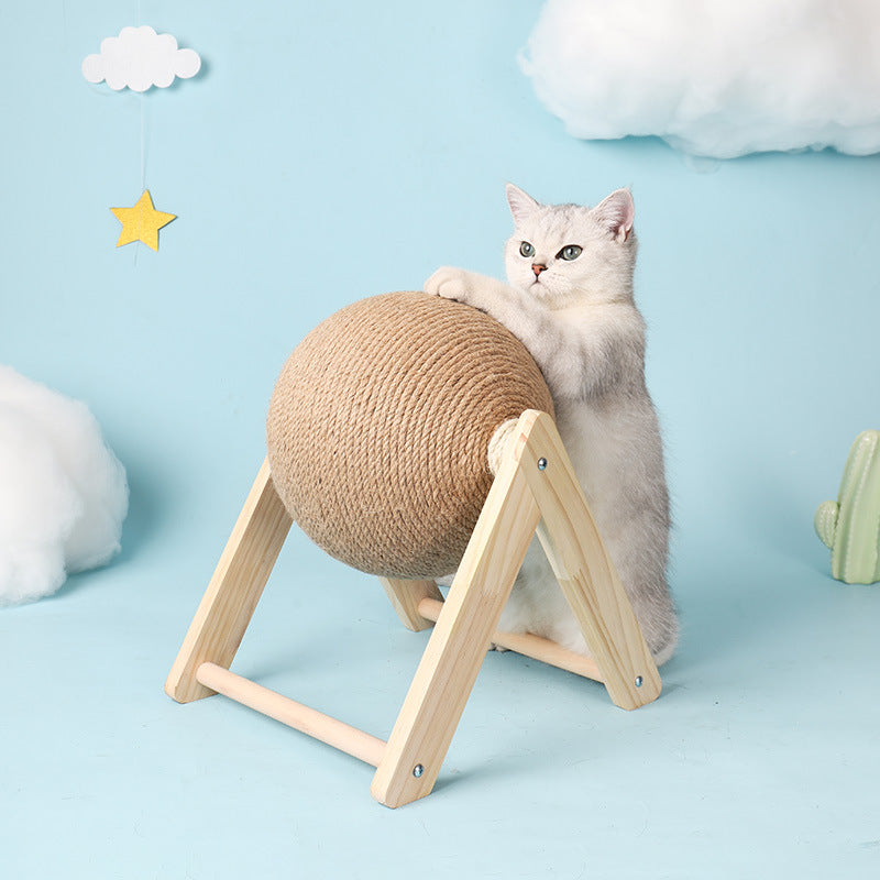 Cat Scratch Board Cat Toy Wooden Cat Scratch Ball Claw Mill Hand Wrapped Sword Hemp Rope Cat Climbing Frame Durable Cat Scratch Column Pet Supplies