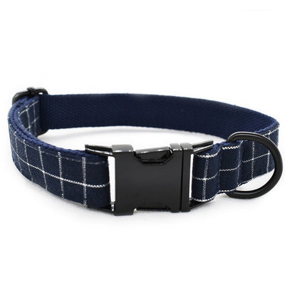 Cat and Dog Collar with Bowtie - Navy Blue Plaid Bowtie,Soft and Comfortable,Adjustable Bowtie Collar