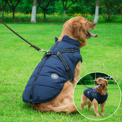 Large Pet Dog Jacket With Harness Winter Warm Dog Clothes For Labrador Waterproof Big Dog Coat Chihuahua French Bulldog Outfits