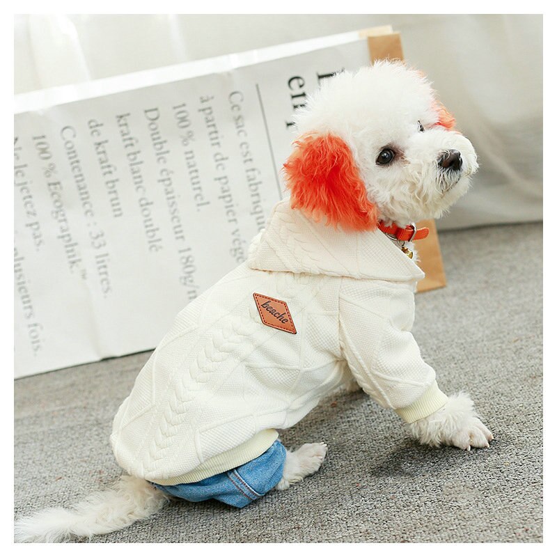 Soft Dog Sweater Classic Pet Pug Casual Outfit Costume Fashion Cardigan Sweater Knit Jacket For Small Dogs