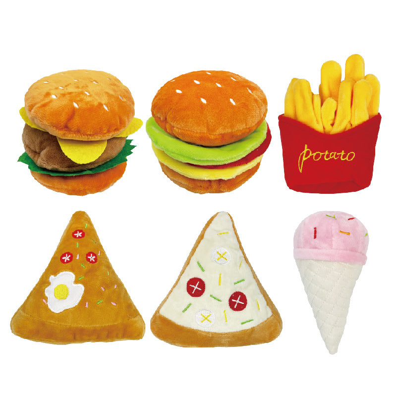 Hamburger Fries Pizza Sounding Pet Toy Dog Teddy Dog Pet Toy
