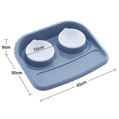 Double Dog Pet Bowl Plastic Travel Feeder Bone Type Splash-proof Dog Bowl