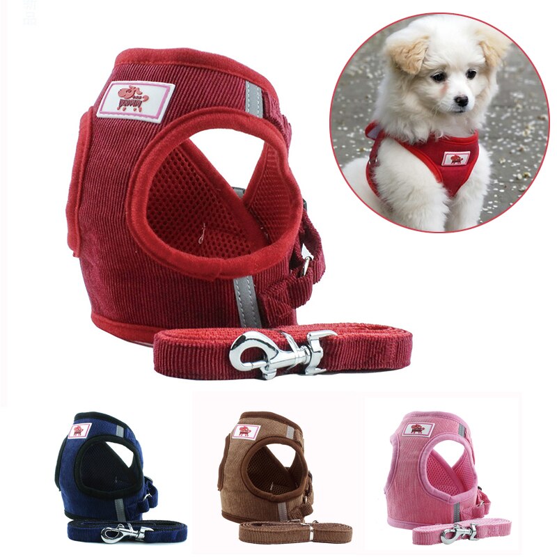 Dog Cat Reflective Harness Leash sets Adjustable Vest Walking Supplies Breathable Pet Collar