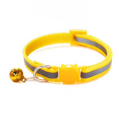 1.0 Colorful Reflective Cat Head Safety Clasp Collar Cat Collar Pet Cat Bell