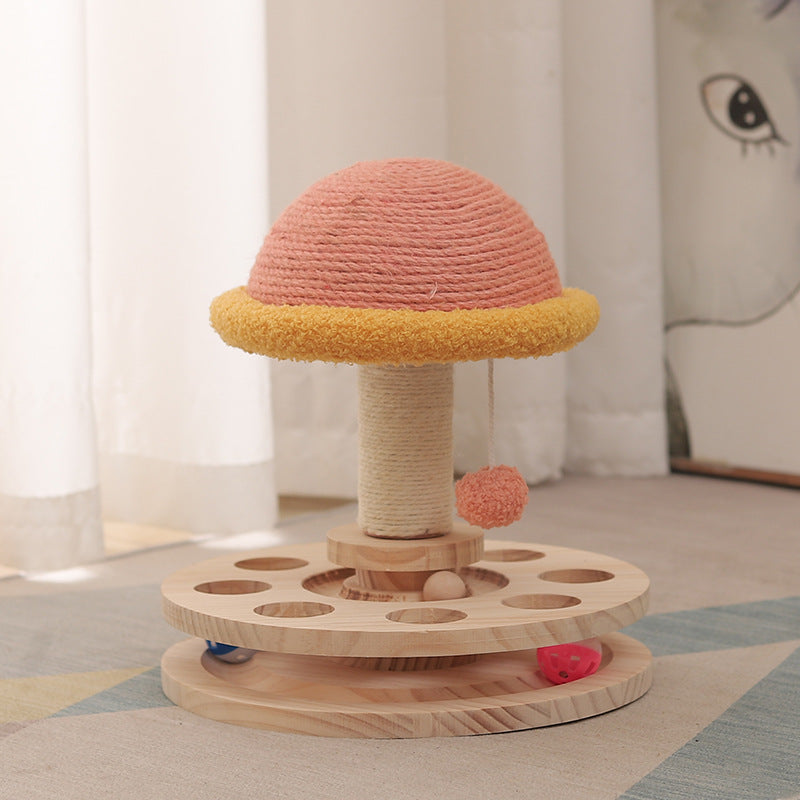 Solid Wood Turntable Cat Toy Sisal Grinding Claw Amusing One Cat Scratching Board Cat Supplies