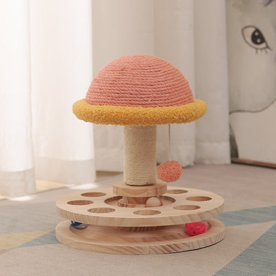 Solid Wood Turntable Cat Toy Sisal Grinding Claw Amusing One Cat Scratching Board Cat Supplies