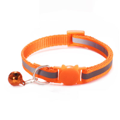 1.0 Colorful Reflective Cat Head Safety Clasp Collar Cat Collar Pet Cat Bell