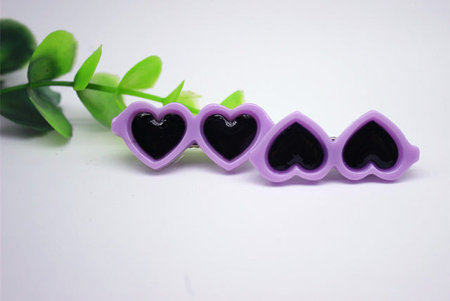 2pcs/1pair Fashion Style Pet Dog Hair Bows Dog Accessories Love Glasses Pet Dog Cat Hair Hairpin pet Accessories Products