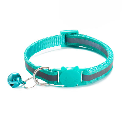 1.0 Colorful Reflective Cat Head Safety Clasp Collar Cat Collar Pet Cat Bell