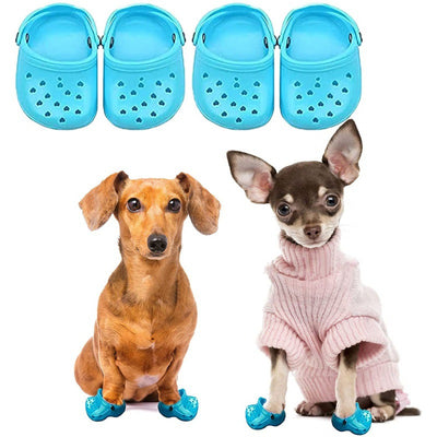 Heart Shaped Pet Dog Hole Shoes Silica Gel Wear-Resistant Breathable Slippers Dog Sandals Pet Decorations