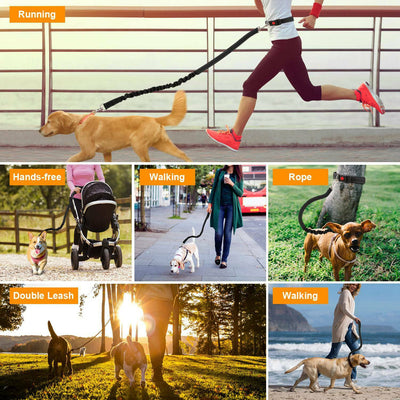 Adjustable Hand Free Dog Leash for Dog Pet Walking Running Jogging Lead Waist Belt Chest Strap