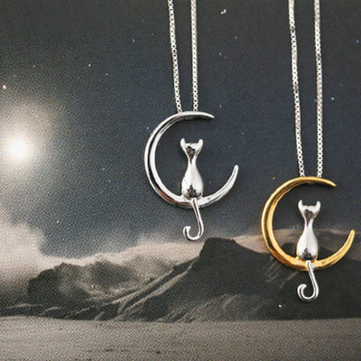 Cat Moon Pendant Necklace