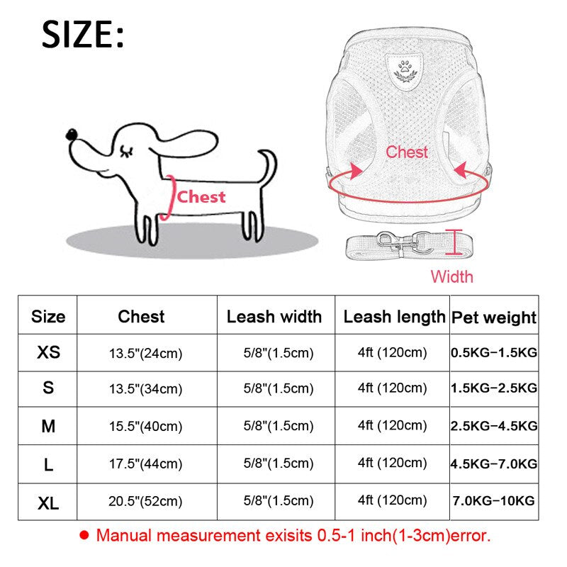 Dog Cat Reflective Harness Leash sets Adjustable Vest Walking Supplies Breathable Pet Collar