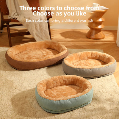 New Pet Kennel Oval Cat Kennel Dog Kennel Warm Cat Bed Plush Kennel Bite Resistant Non-Stick Pet Products Dog Mat