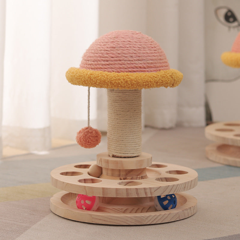 Solid Wood Turntable Cat Toy Sisal Grinding Claw Amusing One Cat Scratching Board Cat Supplies