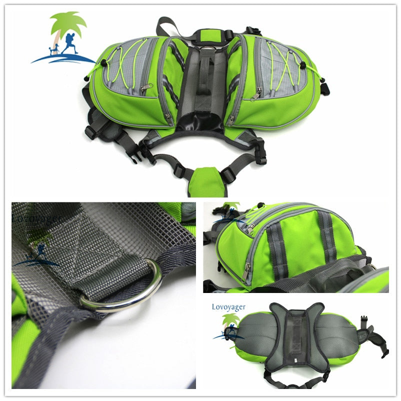 High quality pet accessories waterproof Adjustable nylon Pet Backpack Dog saddle Bag For Large Dog hiking travel