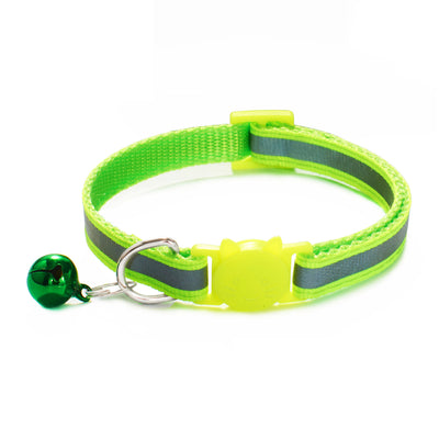 1.0 Colorful Reflective Cat Head Safety Clasp Collar Cat Collar Pet Cat Bell