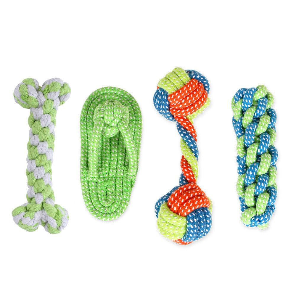 Pet Supplies Dog Cotton Rope Toy Tooth Grinding and Tooth Cleaning Dog Bite Rope Combination Set