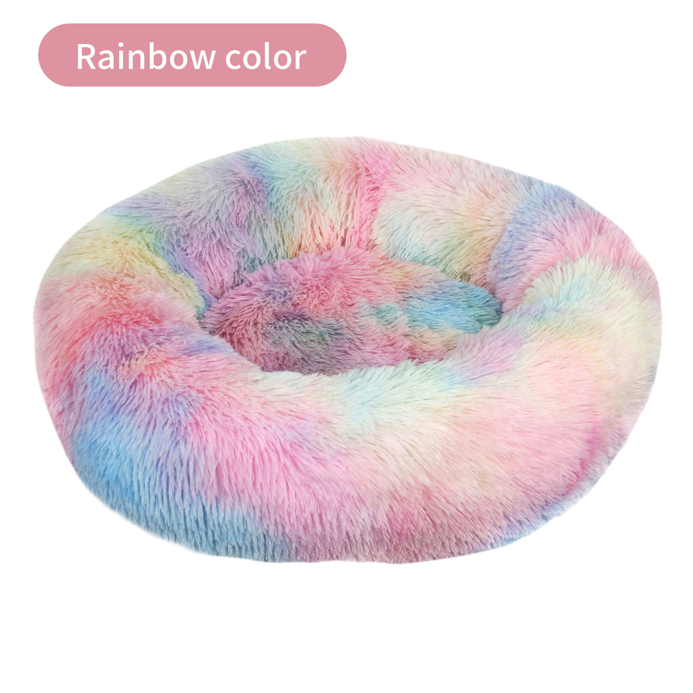 Dog Kennel Cat Kennel Long Tie-Dye Plush Round Pet Kennel Dog Bed Winter Dog Mat Pet Tie-Dye Mattress Pet Supplies