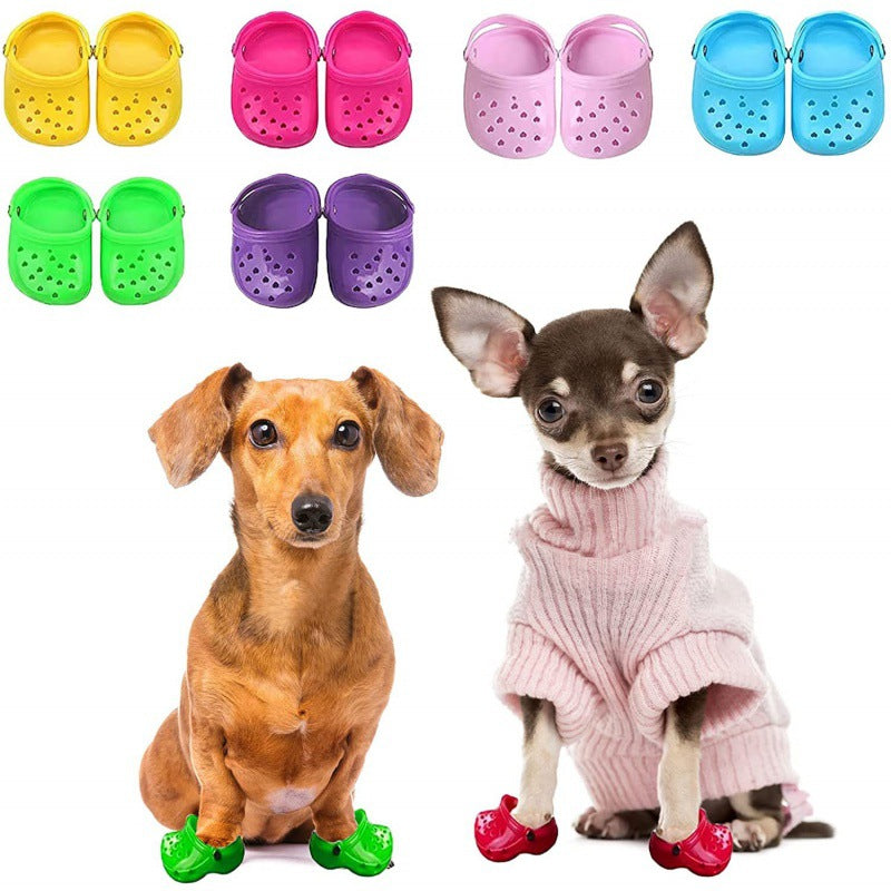 Heart Shaped Pet Dog Hole Shoes Silica Gel Wear-Resistant Breathable Slippers Dog Sandals Pet Decorations