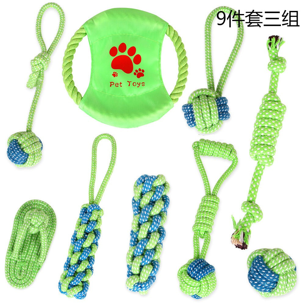 Pet Supplies Dog Cotton Rope Toy Tooth Grinding and Tooth Cleaning Dog Bite Rope Combination Set