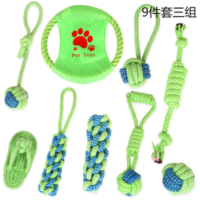 Pet Supplies Dog Cotton Rope Toy Tooth Grinding and Tooth Cleaning Dog Bite Rope Combination Set