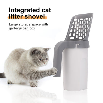 Integrated cat litter shovel