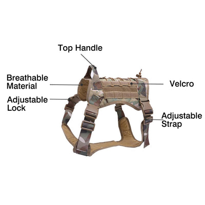 Military Tactical Dog Harness German Shepherd Pet Dog Vest With Handle Nylon Bungee Dog Leash Harness For Small Large Dogs Puppy