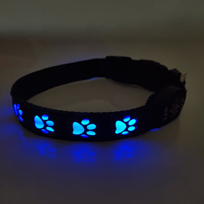 Led Rechargeable and Luminous Dog Paw Anti-Accident, Anti-Loss and Anti-Loss Light Warning Dog Collar Pet Collar