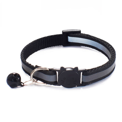 1.0 Colorful Reflective Cat Head Safety Clasp Collar Cat Collar Pet Cat Bell