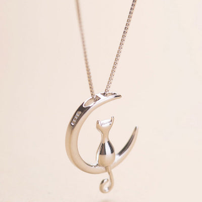 Cat Moon Pendant Necklace