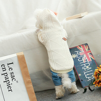 Soft Dog Sweater Classic Pet Pug Casual Outfit Costume Fashion Cardigan Sweater Knit Jacket For Small Dogs