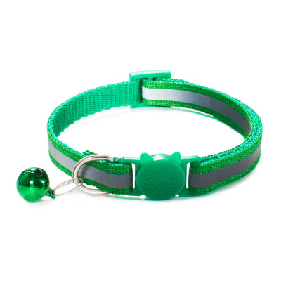 1.0 Colorful Reflective Cat Head Safety Clasp Collar Cat Collar Pet Cat Bell