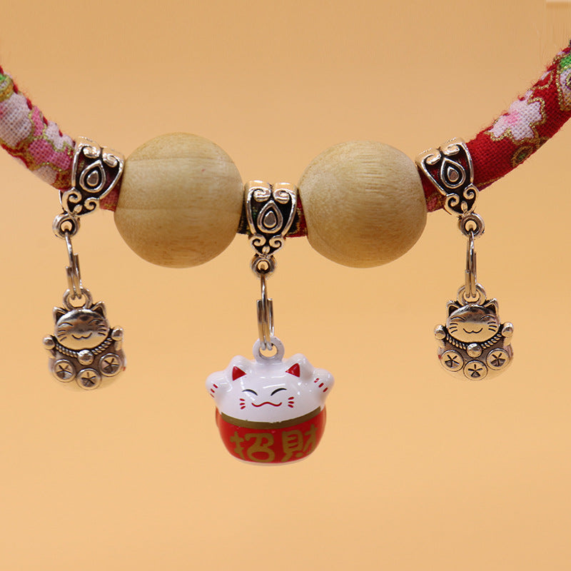 Japanese Necklace Cat Cartoon Printing Collar Natural Camphor Wood Pet Insect Repellent Collar Dog Bell Collar